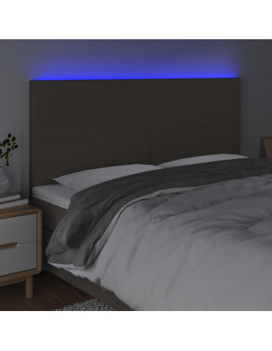 Testiera a LED Tortora 180x5x118/128 cm in Tessuto