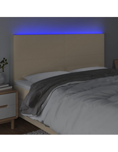 Testiera a LED Crema 180x5x118/128 cm in Tessuto