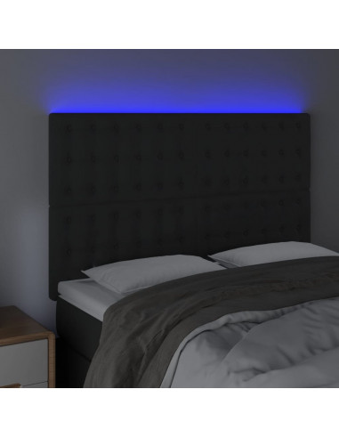 Testiera a LED Nera 144x5x118/128 cm in Velluto