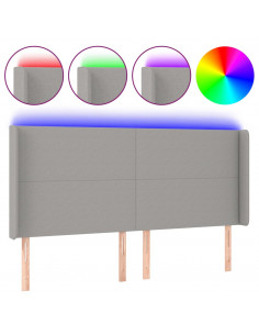 Testiera a LED Grigio Chiaro 183x16x118/128 cm in Tessuto 2