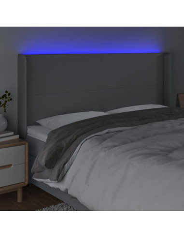 Testiera a LED Grigio Chiaro 183x16x118/128 cm in Tessuto