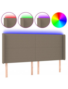 Testiera a LED Tortora 183x16x118/128 cm in Tessuto 2