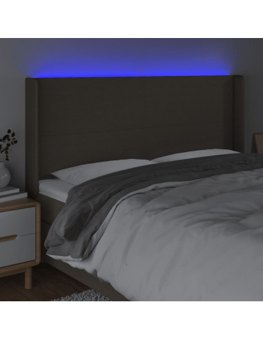 Testiera a LED Tortora 183x16x118/128 cm in Tessuto