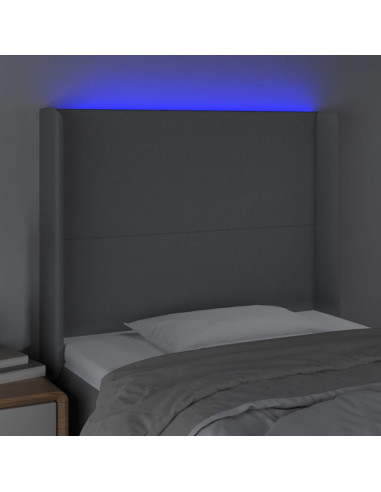 Testiera a LED Grigio Chiaro 93x16x118/128 cm in Tessuto