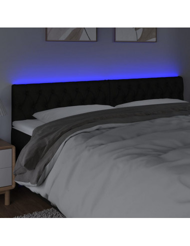 Testiera a LED Nera 180x7x78/88 cm in Tessuto