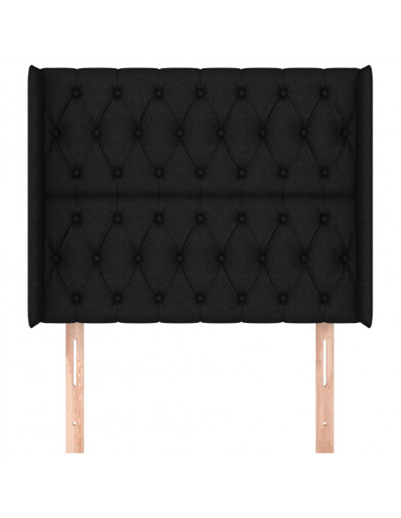 Testiera ad Orecchio Nera 93x16x118/128 cm in Tessuto