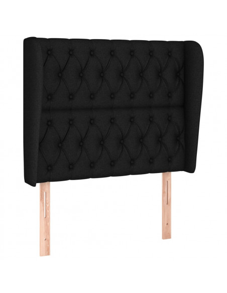 Testiera ad Orecchio Nera 93x23x118/128 cm in Tessuto