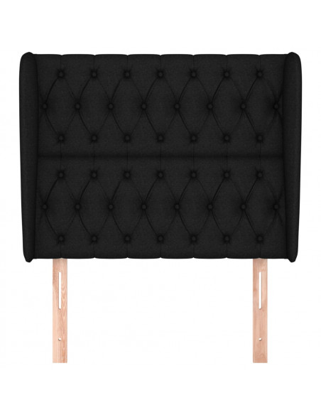 Testiera ad Orecchio Nera 93x23x118/128 cm in Tessuto