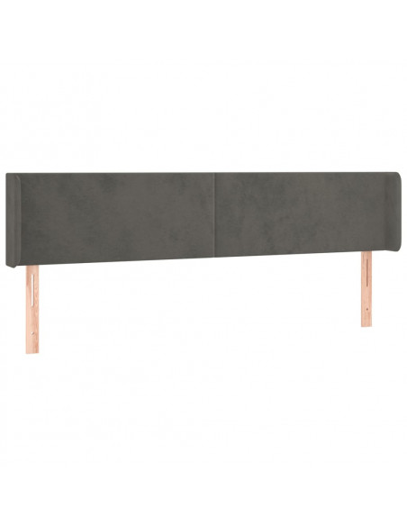 Testiera ad Orecchio Grigio Scuro 163x16x78/88 cm in Velluto