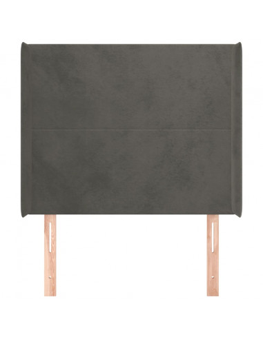 Testiera ad Orecchio Grigio Scuro 83x16x118/128 cm in Velluto