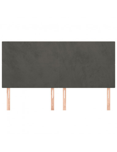 Testiera 4 pz Grigio Scuro 80x5x78/88 cm in Velluto