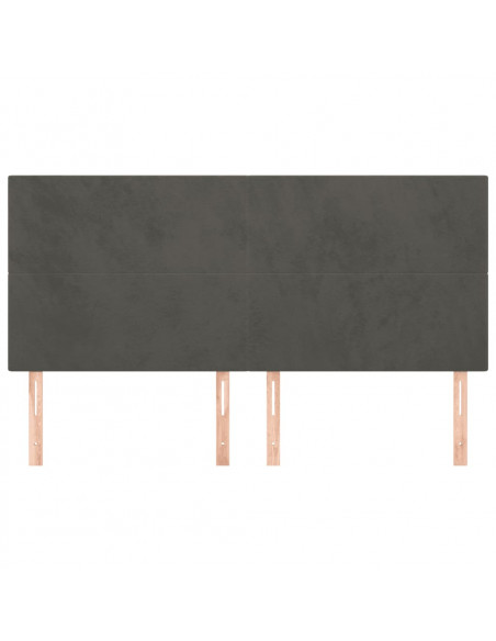 Testiera 4 pz Grigio Scuro 80x5x78/88 cm in Velluto