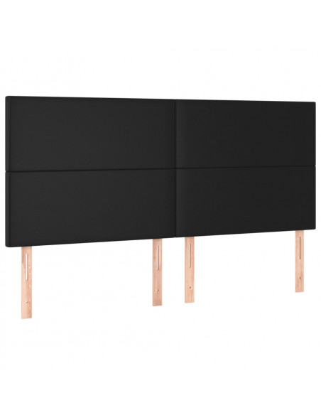 Testiera 4 pz Nera 80x5x78/88 cm in Similpelle
