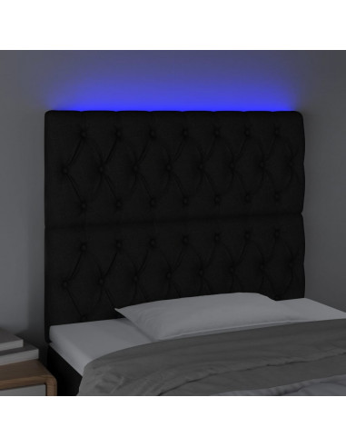 Testiera a LED nero 90x7x118/128cm in Tessuto