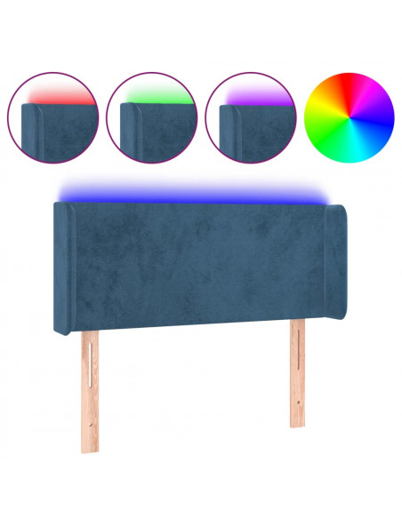 Testiera a LED Blu scuro 93x16x78/88 cm in Velluto