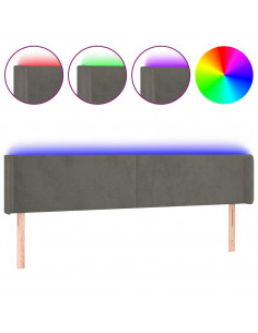 Testiera a LED Grigio Scuro 163x16x78/88 cm in Velluto 2