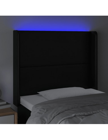 Testiera a LED Nera 83x16x118/128 cm in Similpelle