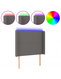 Testiera a LED Grigio 93x16x118/128 cm in Similpelle 2