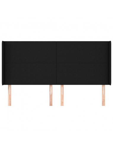 Testiera ad Orecchio Nera 183x16x118/128 cm in Tessuto