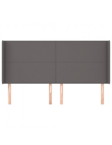 Testiera ad Orecchio Grigio 183x16x118/128 cm in Similpelle