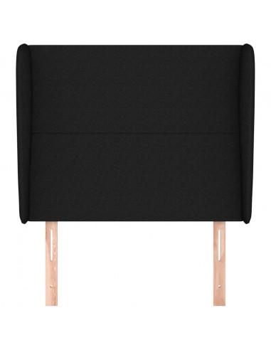 Testiera ad Orecchio Nera 93x23x118/128 cm in Tessuto