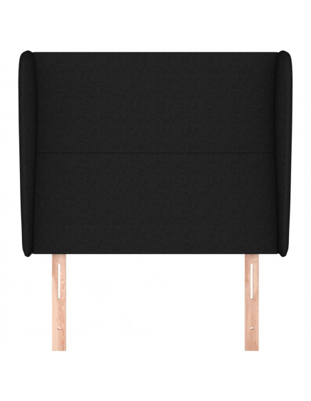 Testiera ad Orecchio Nera 93x23x118/128 cm in Tessuto