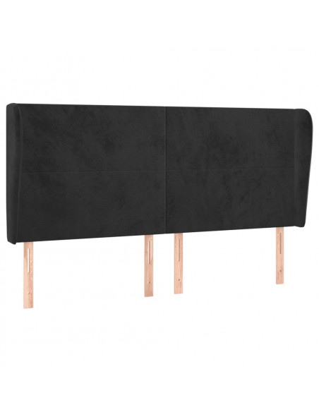Testiera ad Orecchio Nera 183x23x118/128 cm in Velluto