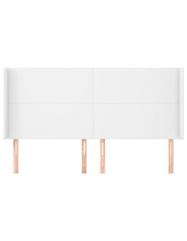 Testiera ad Orecchio Bianca 183x23x118/128 cm in Similpelle