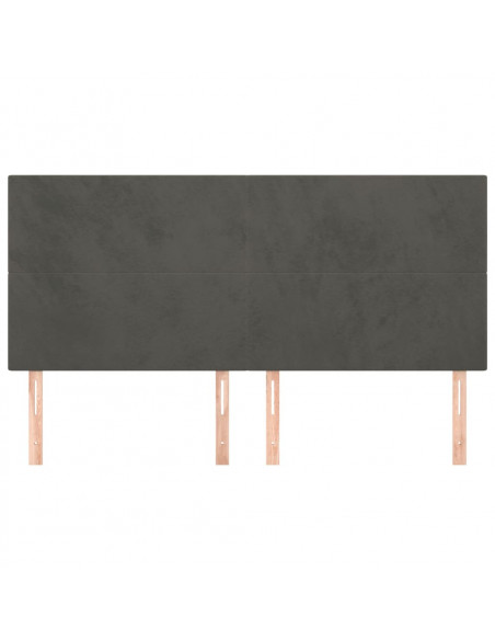Testiera 4 pz Grigio Scuro 90x5x78/88 cm in Velluto