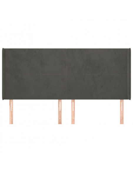 Testiera ad Orecchio GrigioScuro 163x16x118/128cm in Velluto