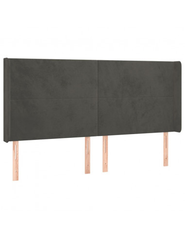 Testiera ad Orecchio GrigioScuro 183x16x118/128 cm in Velluto