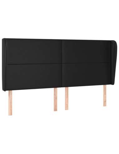 Testiera ad Orecchio Nera 183x23x118/128 cm in Similpelle