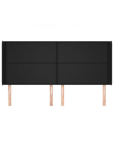 Testiera ad Orecchio Nera 163x16x118/128 cm in Similpelle