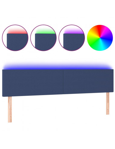 Testiera a LED Blu 180x5x78/88 cm in Tessuto
