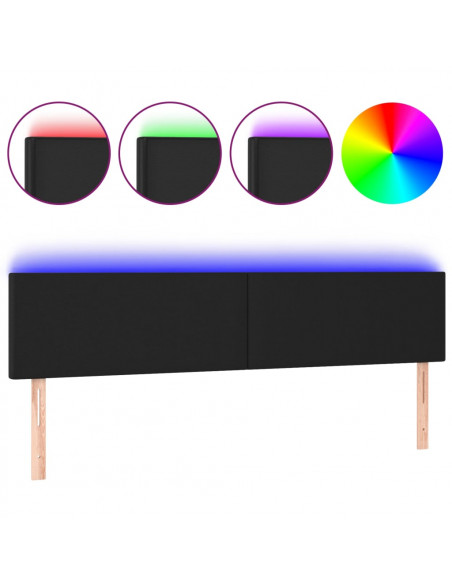 Testiera a LED Nera 180x5x78/88 cm in Similpelle