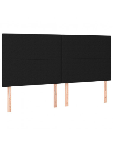 Testiera a LED Nera 180x5x118/128 cm in Tessuto