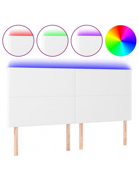 Testiera a LED Bianco 180x5x118/128 cm in Similpelle