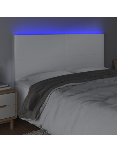 Testiera a LED Bianco 180x5x118/128 cm in Similpelle