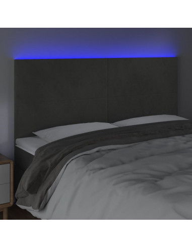 Testiera a LED GrigioScuro 180x5x118/128cm in Velluto