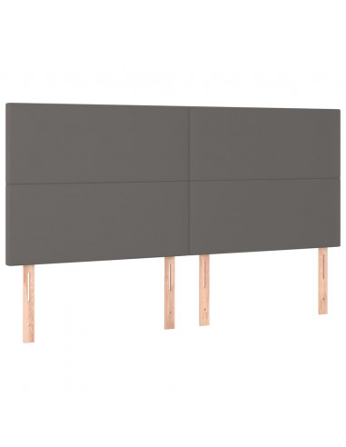 Testiera a LED Grigio 180x5x118/128cm in Similpelle