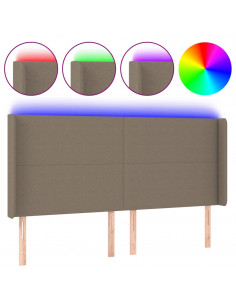 Testiera a LED Tortora 163x16x118/128 cm in Tessuto 2