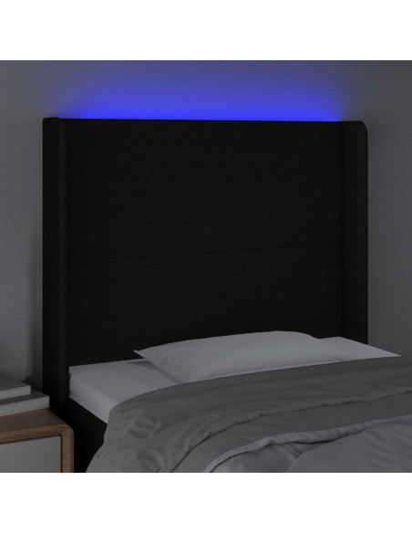 Testiera a LED nero 93x16x118/128 cm in Tessuto