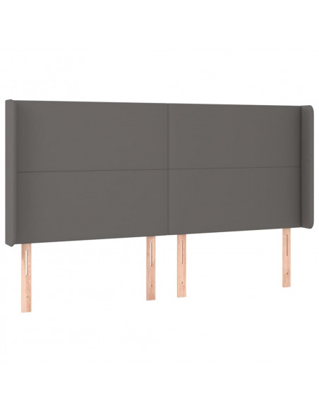 Testiera a LED Grigio 183x16x118/128 cm in Similpelle