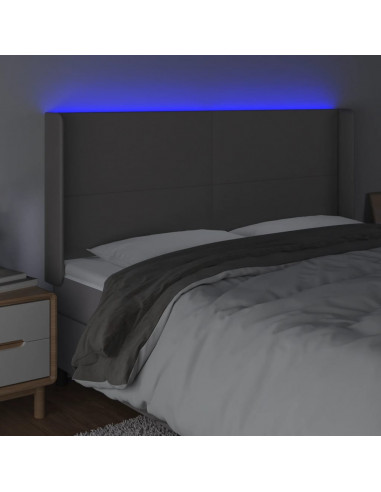 Testiera a LED Grigio 183x16x118/128 cm in Similpelle