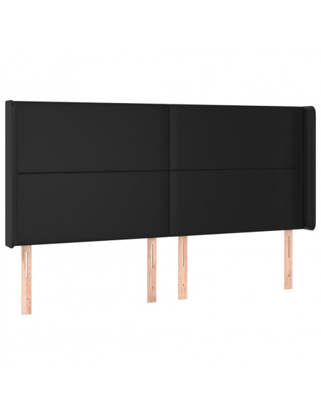 Testiera a LED Nera 163x16x118/128 cm in Similpelle