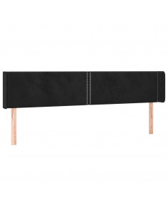 Testiera ad Orecchio Nera 183x16x78/88 cm in Velluto 2