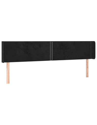 Testiera ad Orecchio Nera 183x16x78/88 cm in Velluto