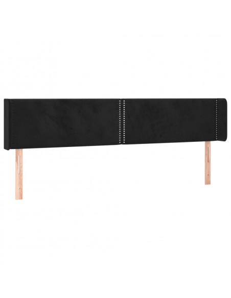 Testiera ad Orecchio Nera 183x16x78/88 cm in Velluto