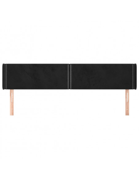 Testiera ad Orecchio Nera 183x16x78/88 cm in Velluto