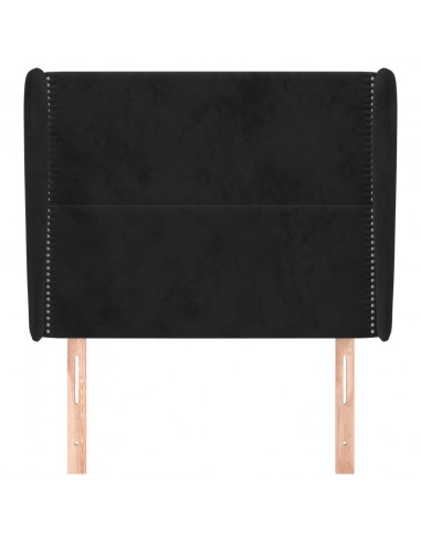Testiera ad Orecchio Nera 93x23x118/128 cm in Velluto